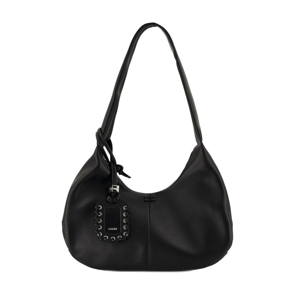 Ganni Bou Medium Shoulder Bag - Leather - Black