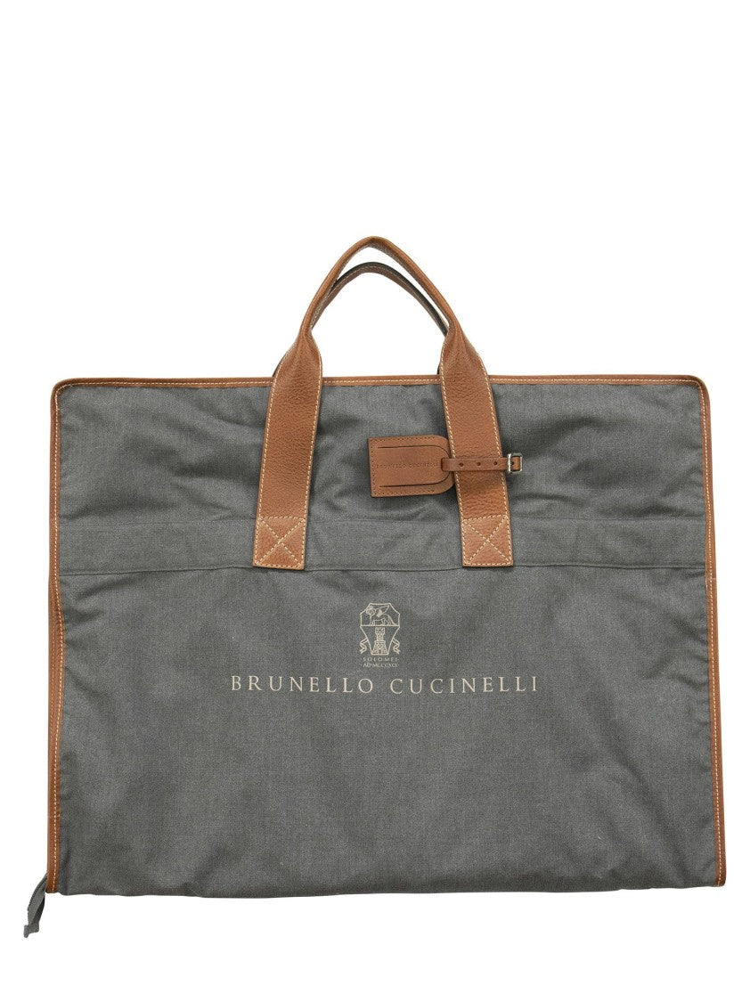 Brunello Cucinelli Cotton And Leather Suit Garment Bag
