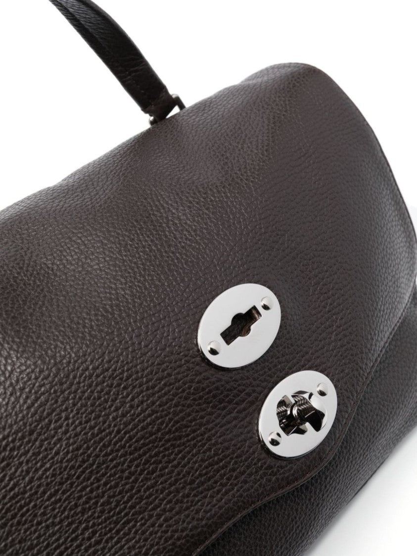 Zanellato Structured Handbag In Deep Brown Pebbled Leather
