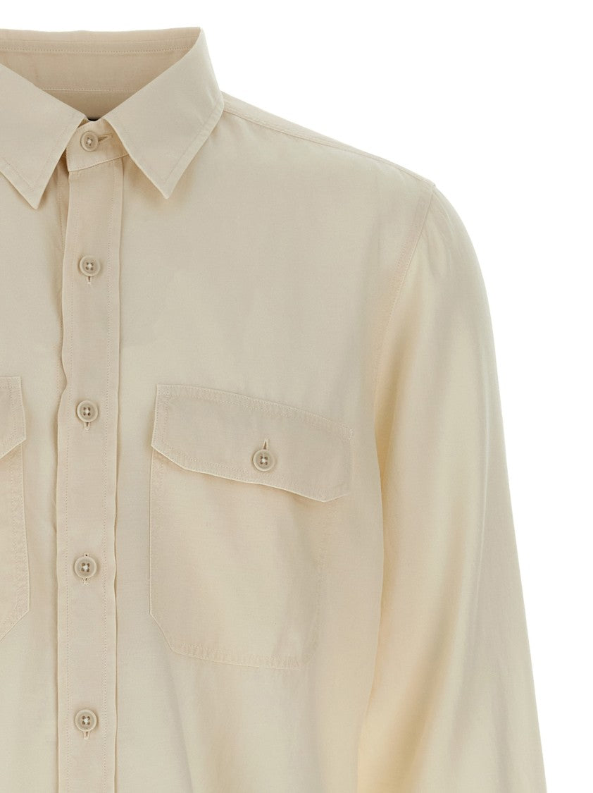 Tom Ford Twill Shirt With Military Fit And Structured Silhouette