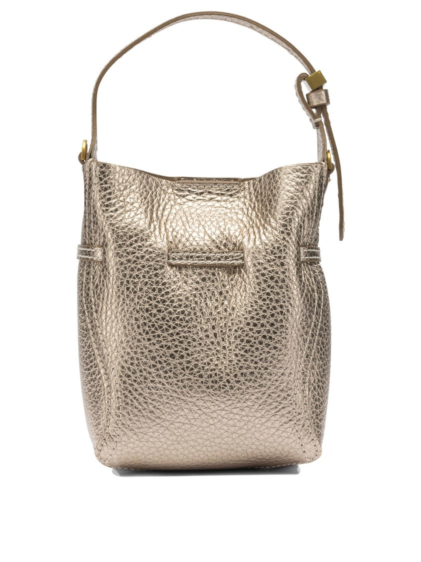Gianni Chiarini Textured Bronze Leather Bucket Bag With Adjustable Strap