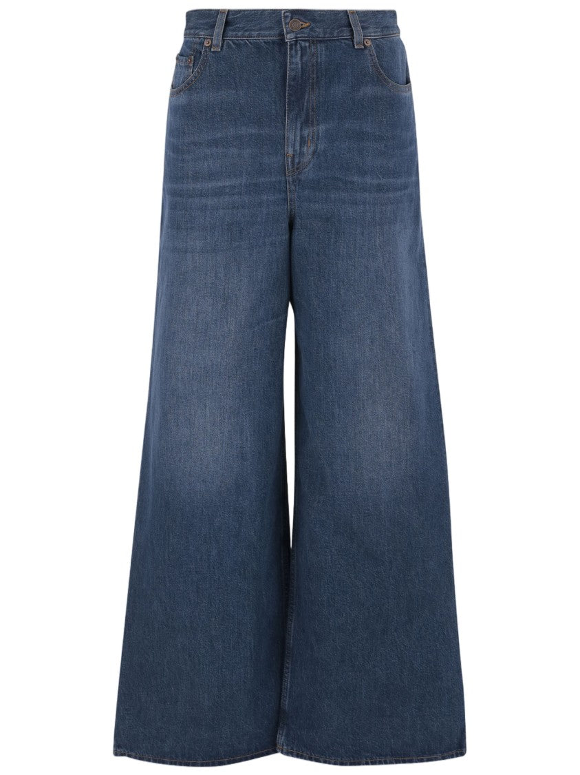Chloé Wide-Leg Denim Jeans With Classic Five-Pocket Design And Exposed Stitching