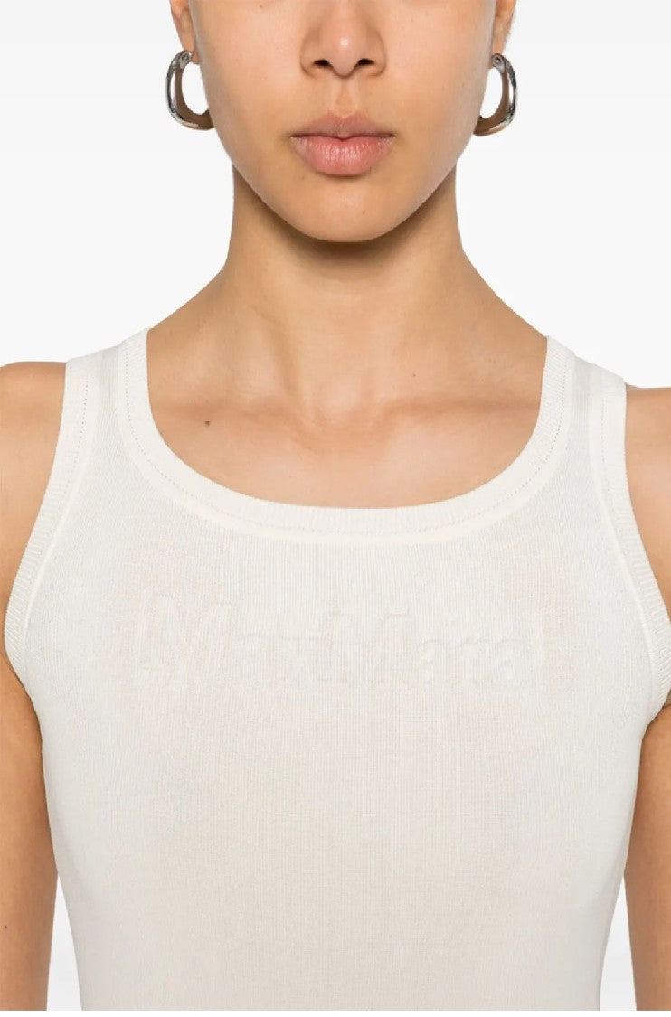 Max Mara Fitted Sleeveless Top With Embossed Logo Detail