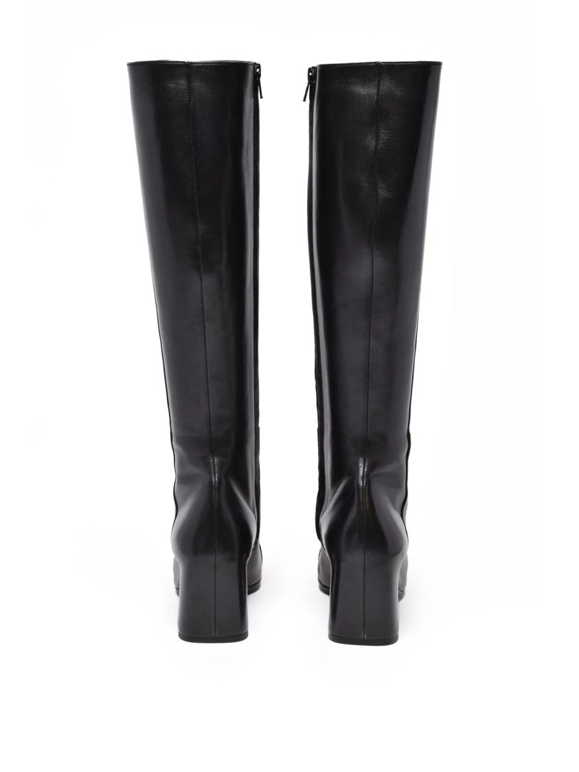 Mara Bini Black Leather Round Toe Boots
