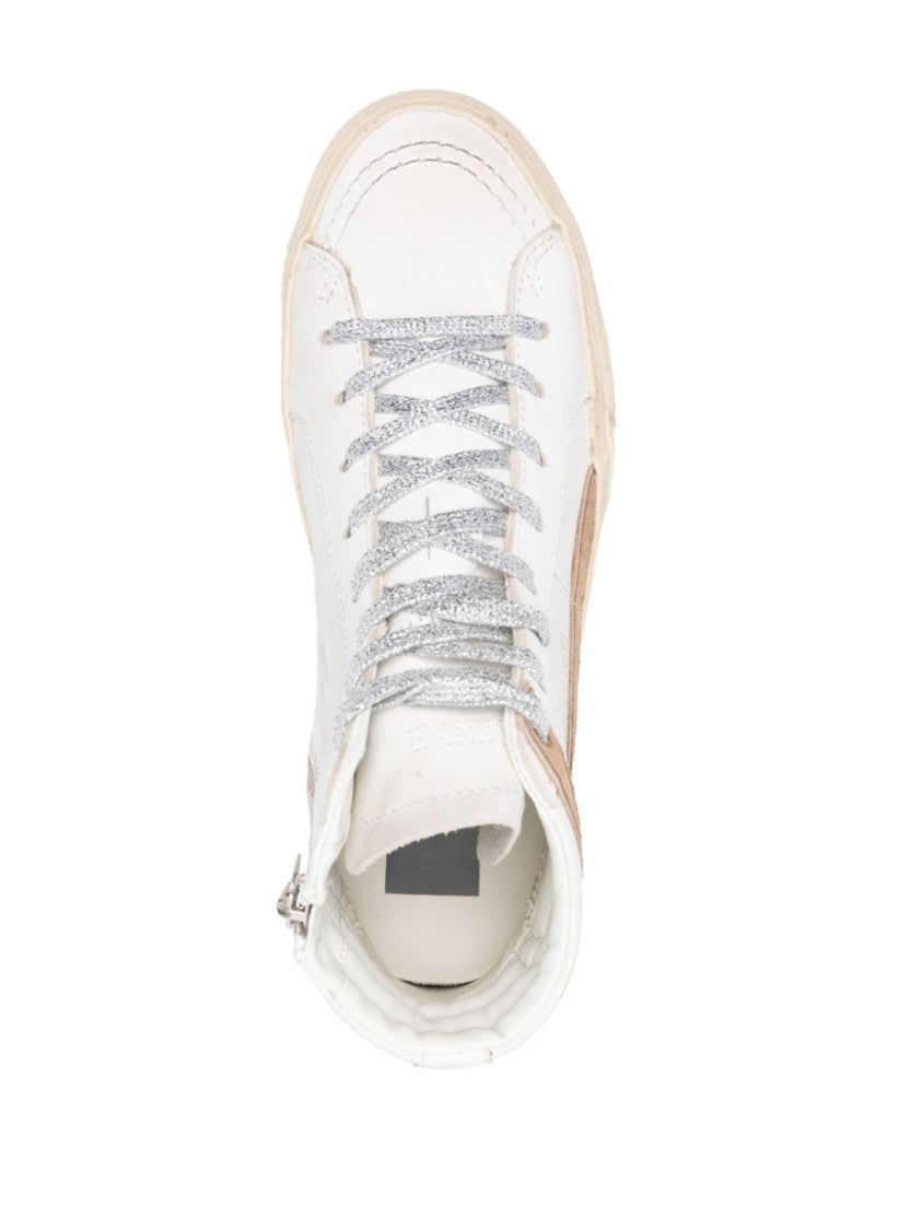 Golden Goose White Silver Star Patch Distressed Sneakers
