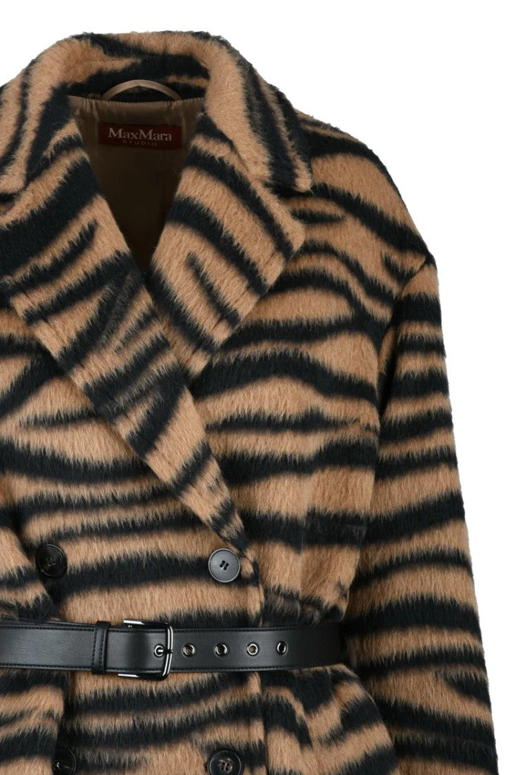 Max Mara Vidim Double-Breasted Coat - Brown/Black