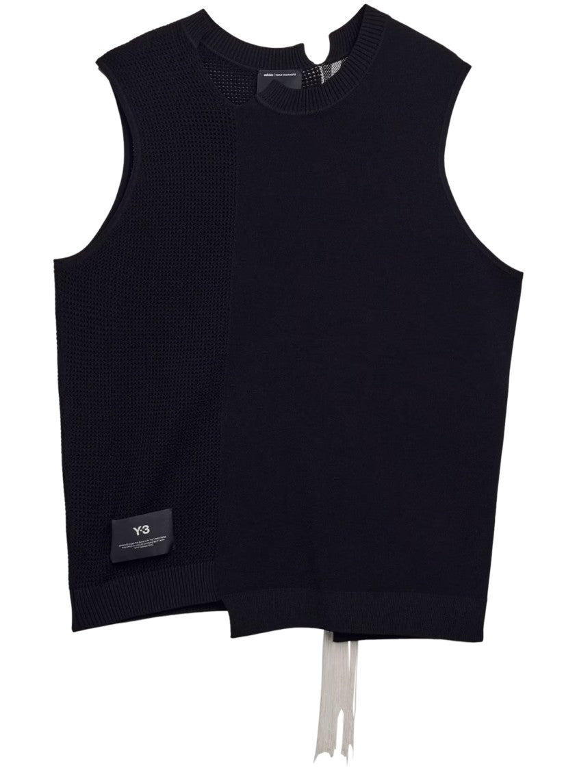 Y-3 Asymmetrical Knit Vest With Textured And Smooth Panels