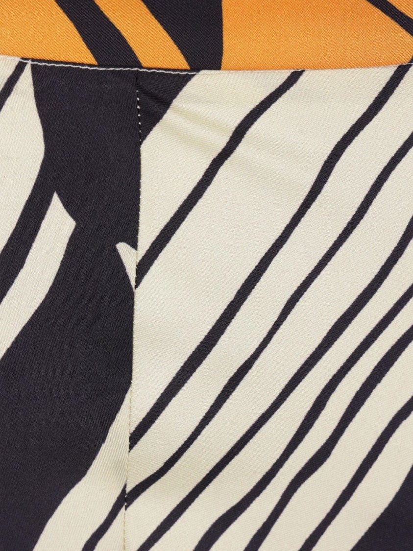 Raquel Diniz Abstract Striped Silk Midi Skirt