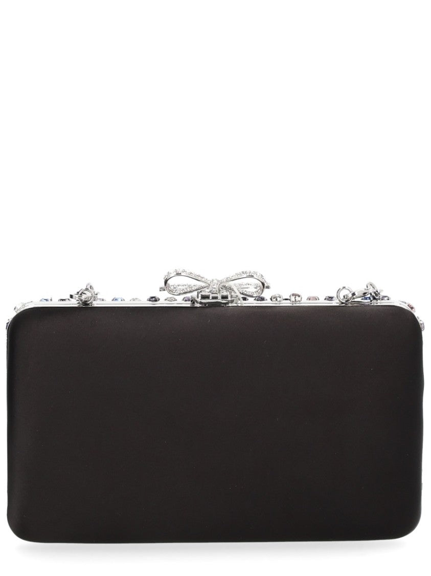 Self-Portrait Crystal Chainmail Polyester Grid Clutch