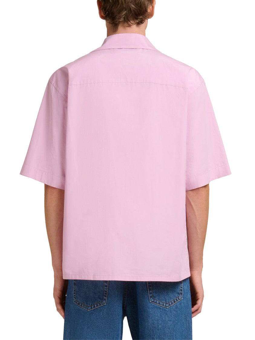 Marni Boxy Leather Shirt With Camp Collar