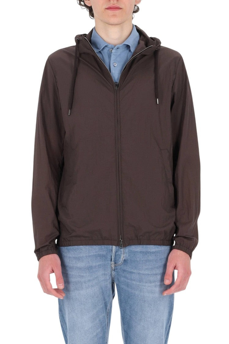 Herno Brown Superlight Embossed Nylon Bomber Jacket