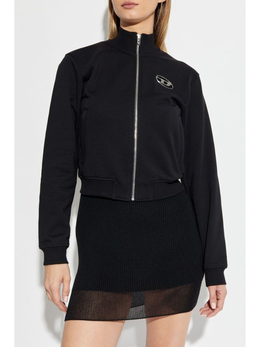 Diesel Fitted Black Sweatshirt With High Collar