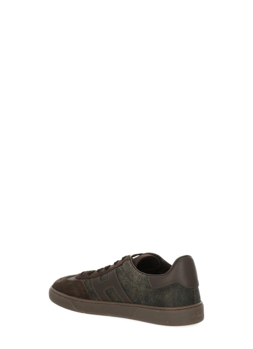 Hogan Brown Smooth Leather Detail Suede Sneakers