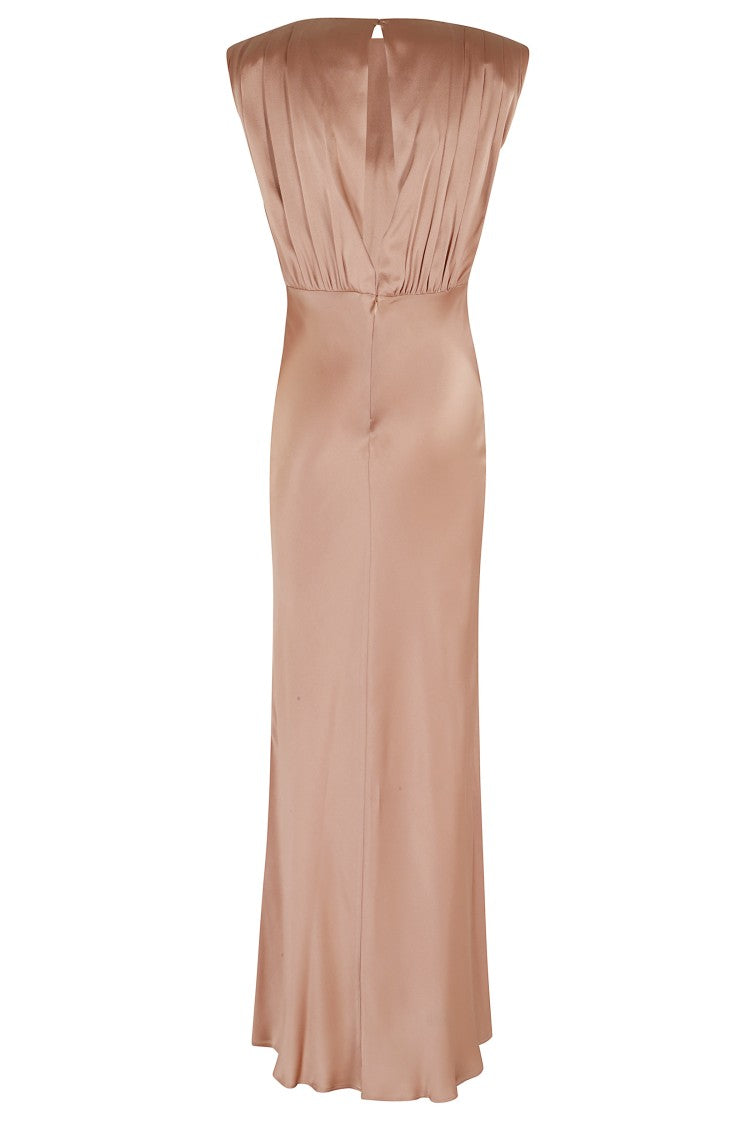 Semi Couture Antique Pink Casilda Satin Backless Acetate-Blend Dress