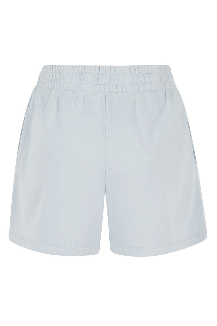 Anine Bing Light Blue Kam Short Framed Monogram Side-Logo Rayon Shorts