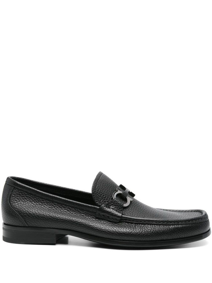 Ferragamo Textured Calf Leather Loafer With Gancini Buckle