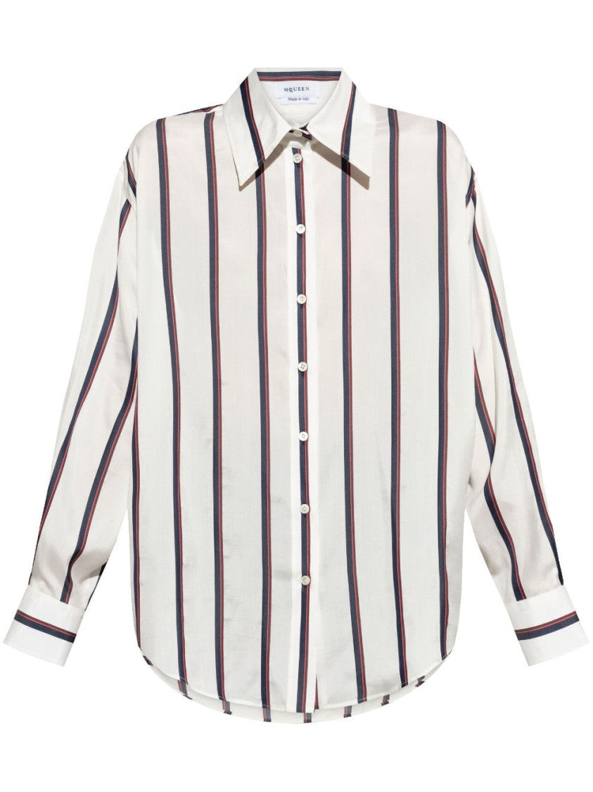 Alexander Mcqueen White Vertical Striped Shirt
