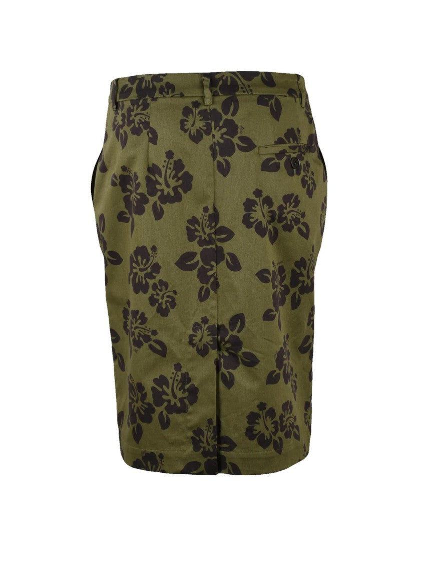Aspesi Green/Brown Cotton Women Midi Skirt