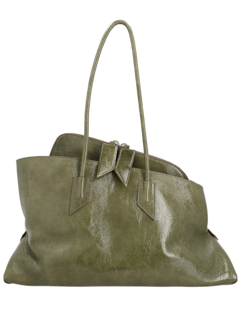 The Attico Glossy Military Green Slouchy Shoulder Bag