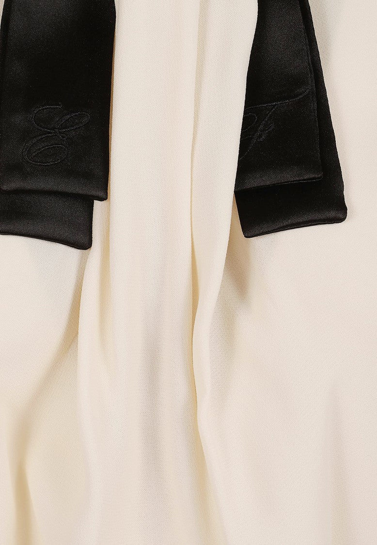 Elisabetta Franchi Stand-Up Collar Jabot Georgette Blouse