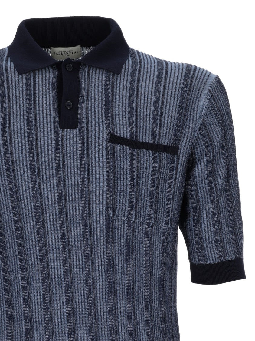 Ballantyne Short-Sleeved Polo Shirt With Vertical Ribbed Stripes