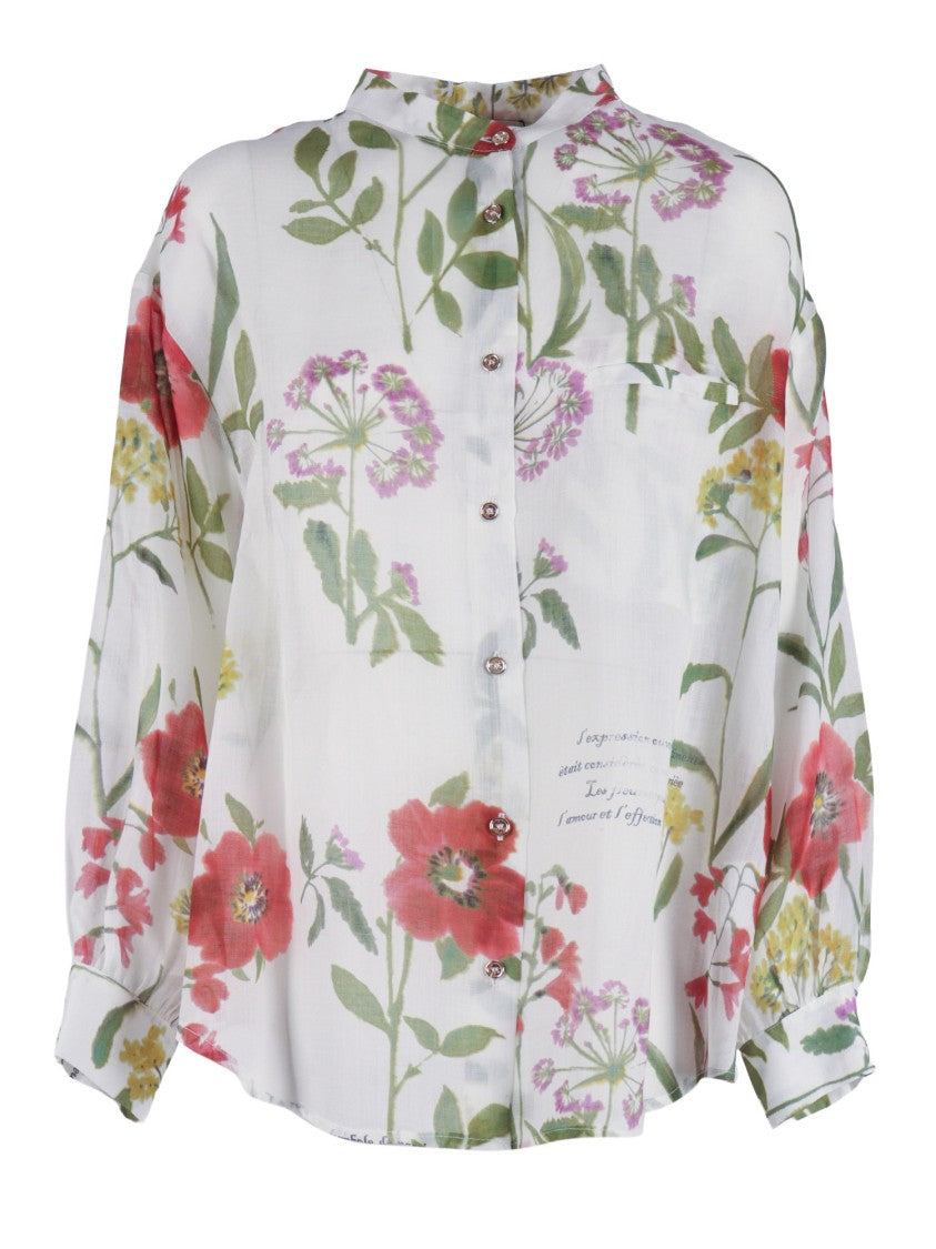 Shirt A Porter Floral Print Semi Sheer Blouse
