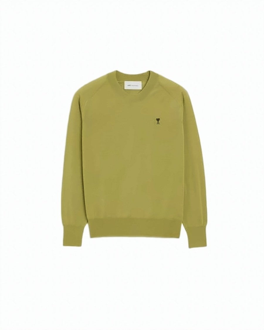 Ami Paris Fine Knit Sweater With Ribbed Hem And Cuff Detail