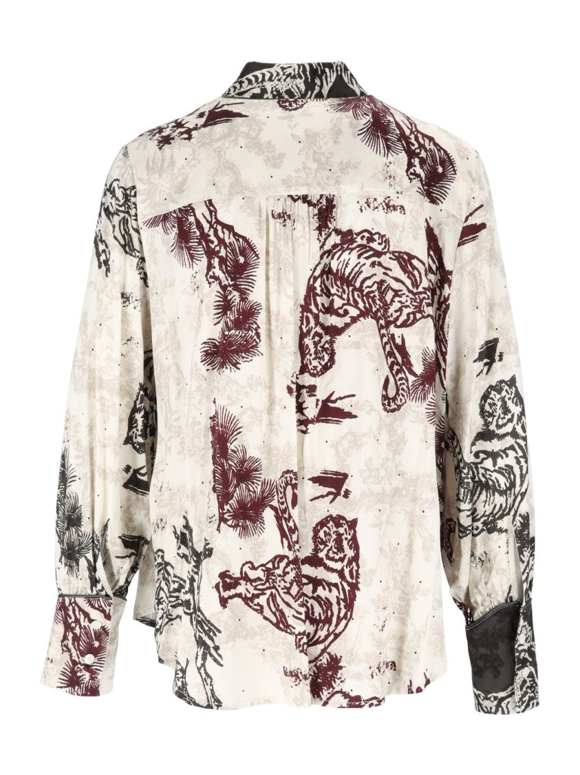 Shirt A Porter Tiger Print Long-Sleeve Polo Shirt