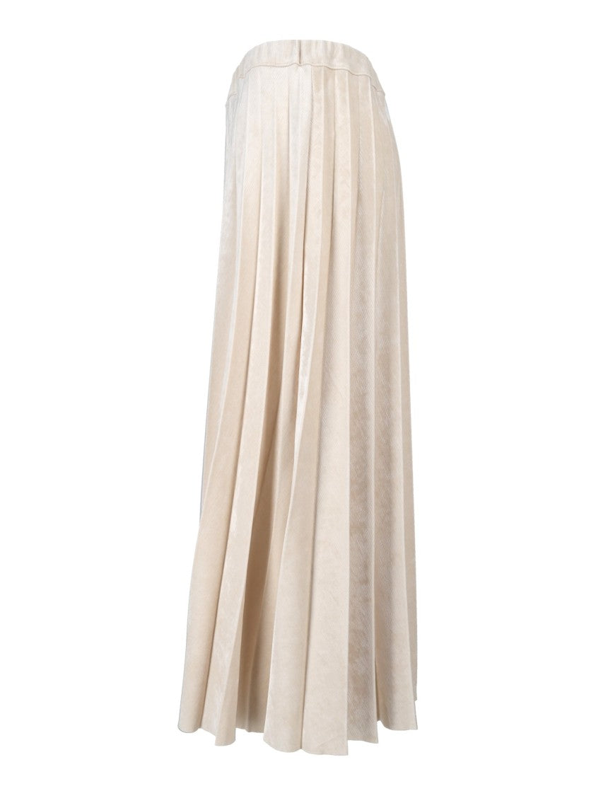 Shirt A Porter Pleated Velvet Elastic Waistband Midi Skirt