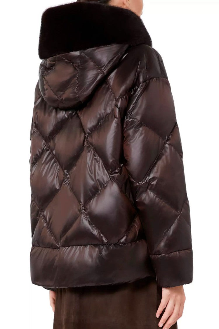 Max Mara Dark Brown Mtcnebbie Diamond-Quilted Polyamide Puffer Jacket