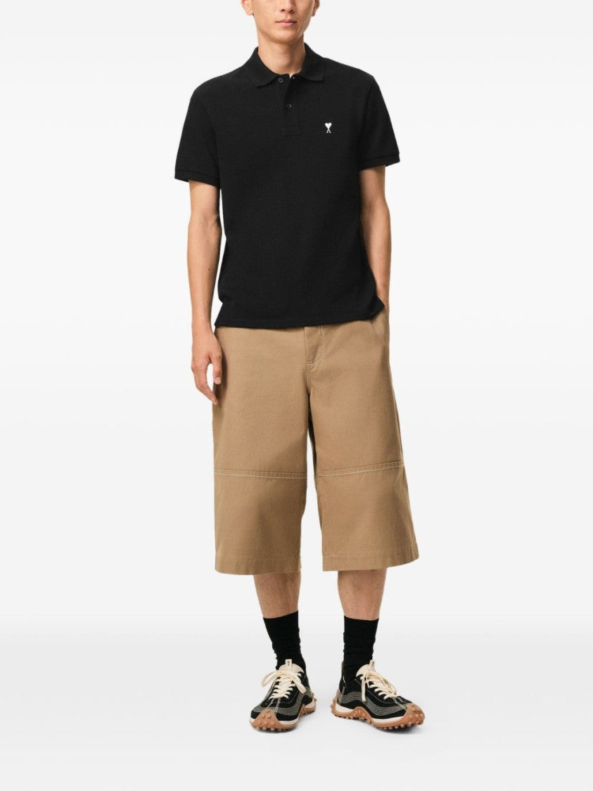 Ami Paris Black Heart Embroidery Short Sleeve Polo