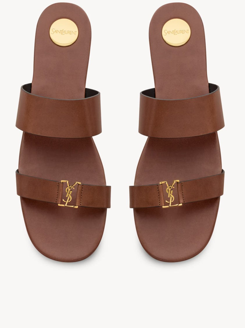Saint Laurent Brown Babylone Flat Sandals