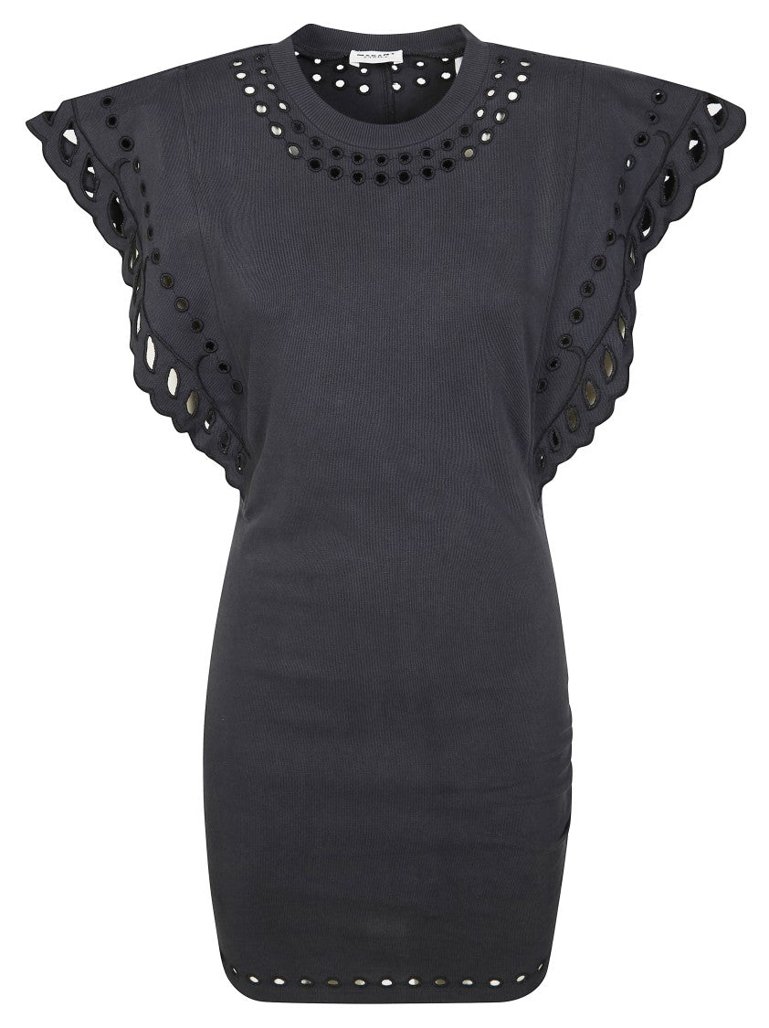 Isabel Marant Étoile Black Orlane Scalloped Cut Out Mini Dress