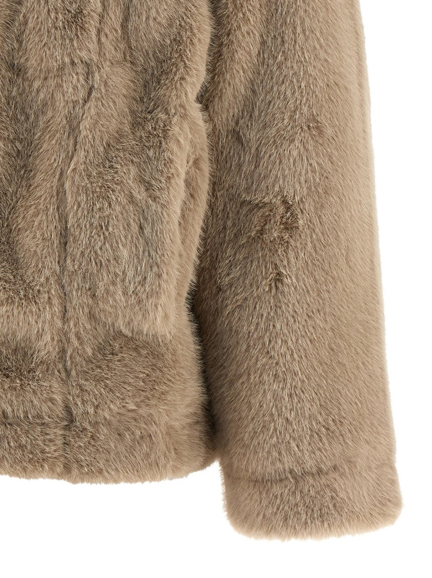 Nude Eco Fur Jacket Jeans