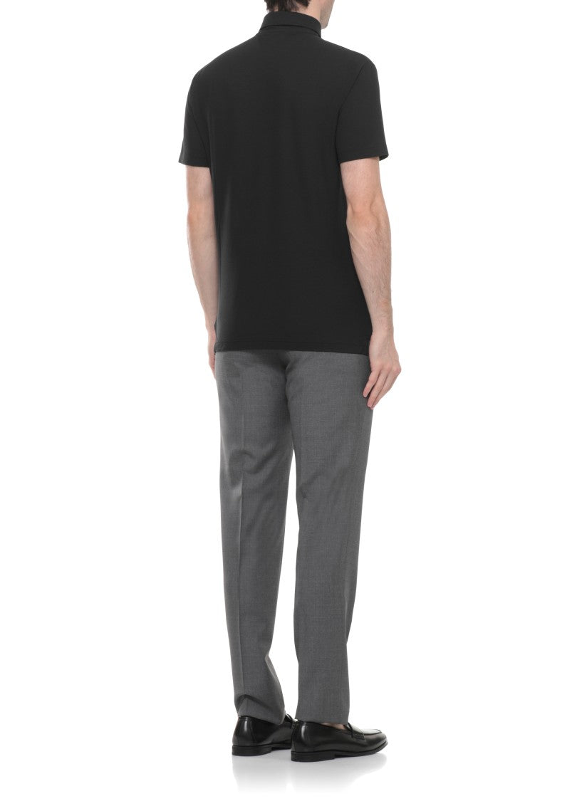 Zanone Black Cotton Polo Shirt