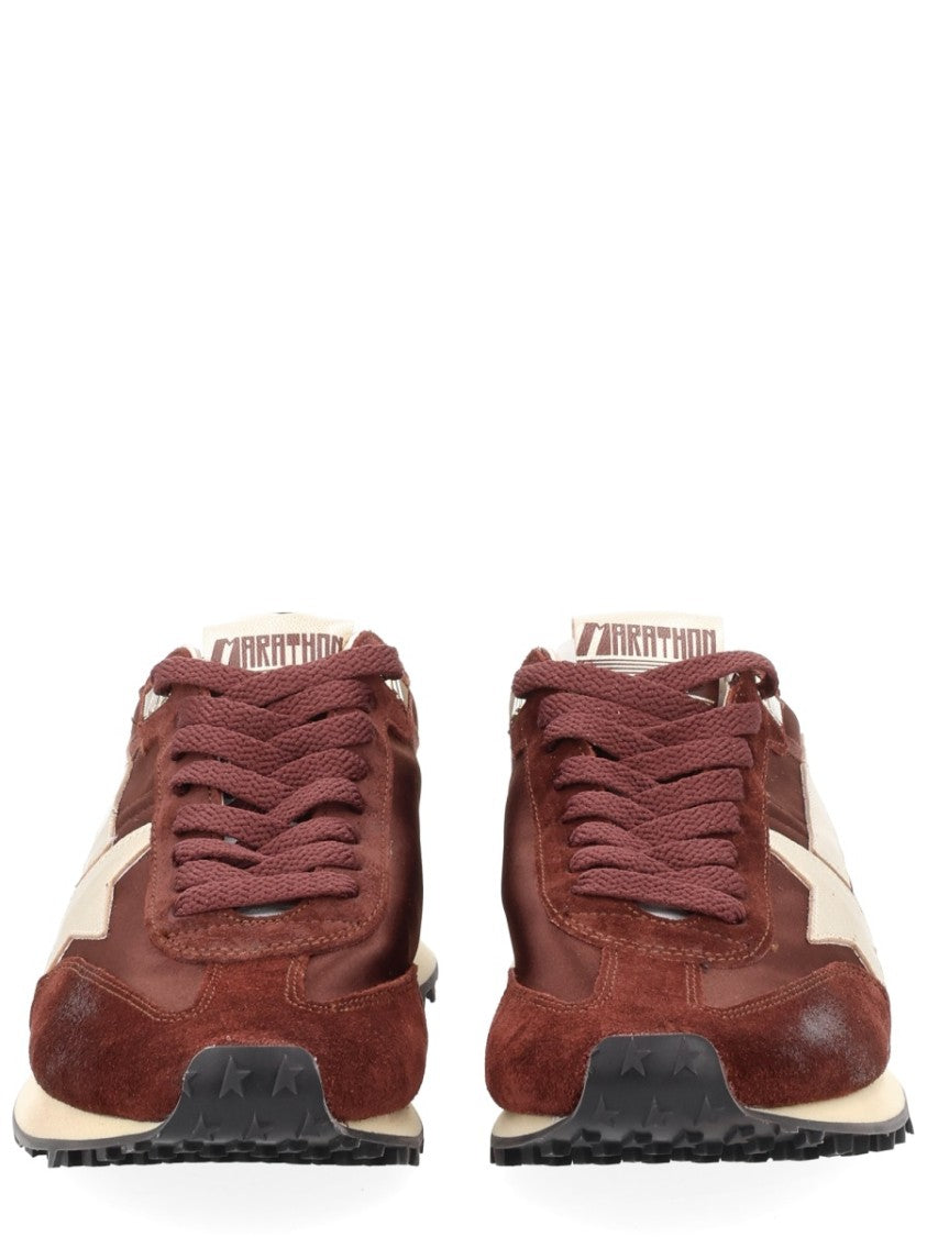 Golden Goose Marathon Suede Deep Reddish Sneakers