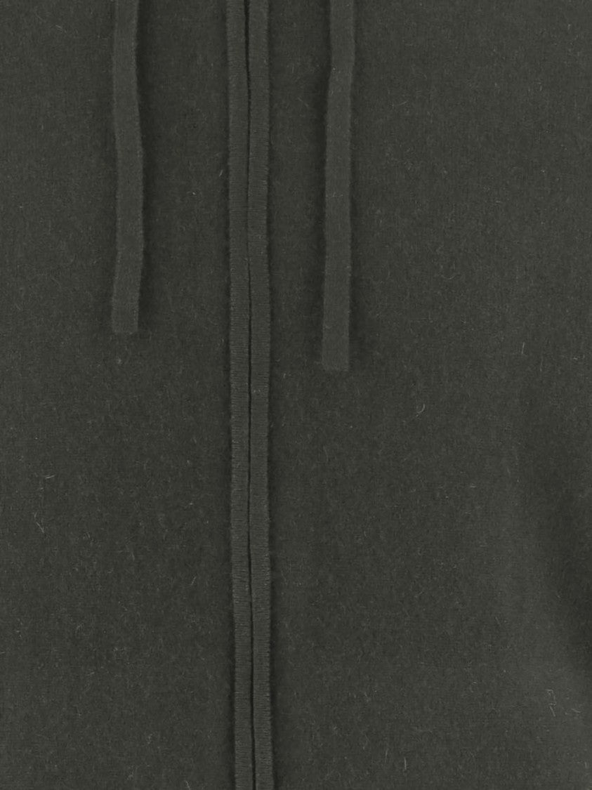 Vince Dark Green Drawstring Zip-Up Cashmere Hoodie