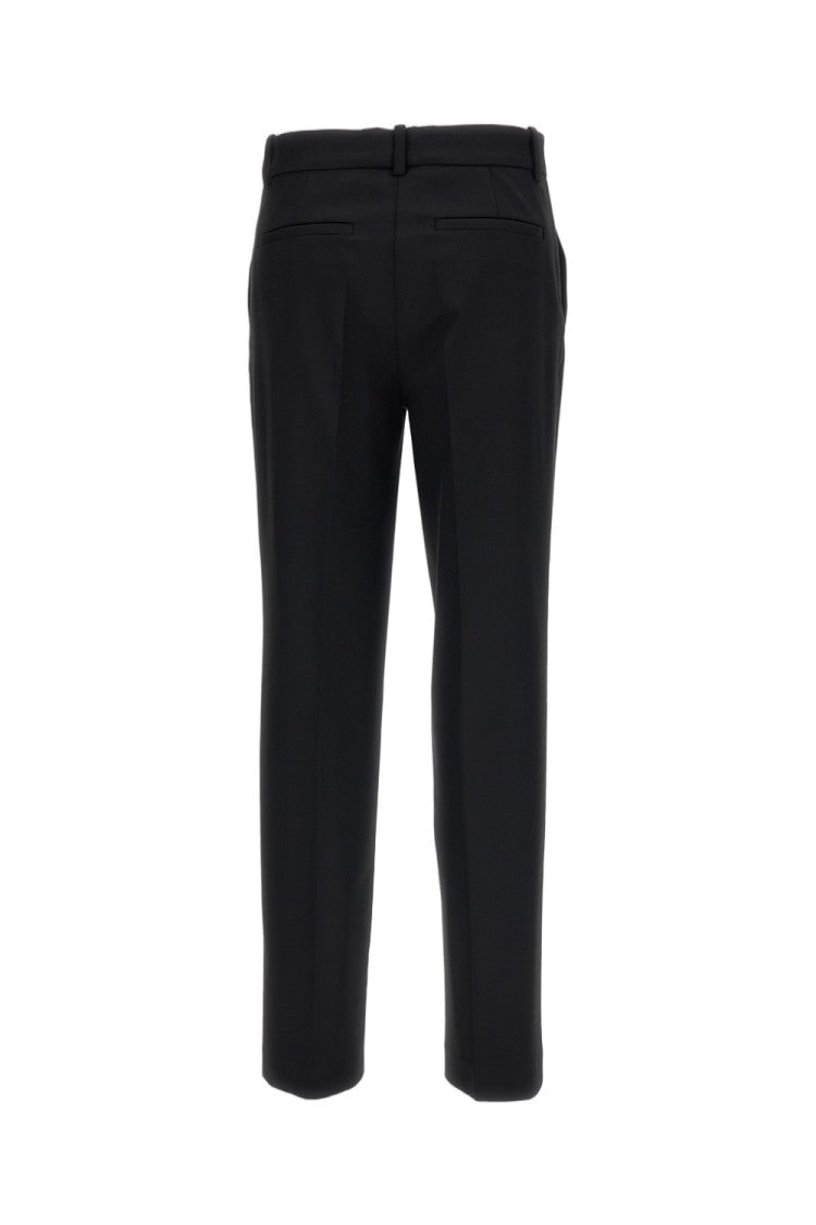 Parosh Black Stretch Wool Straight-Leg Pants