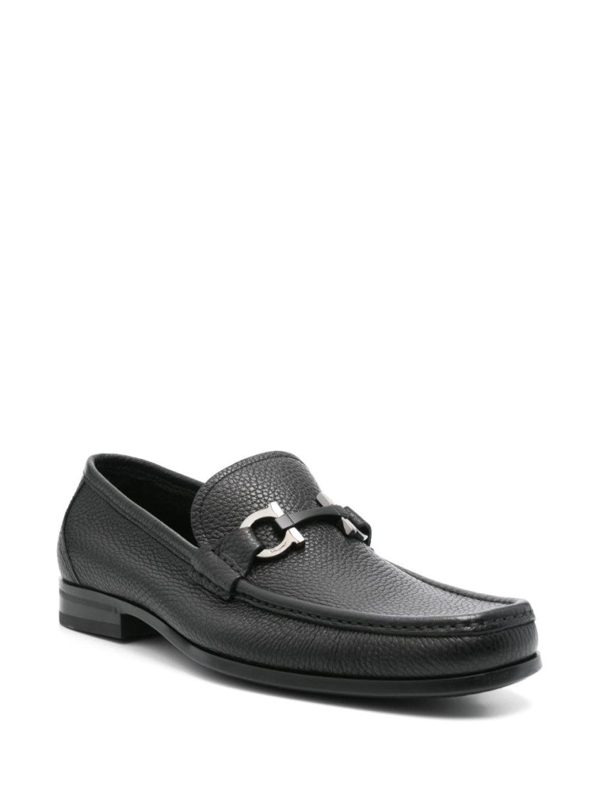 Ferragamo Textured Calf Leather Loafer With Gancini Buckle