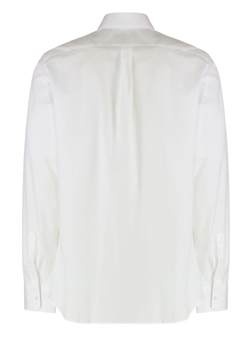 Dolce & Gabbana White Long-Sleeve Pointed Collar Cotton Shirt
