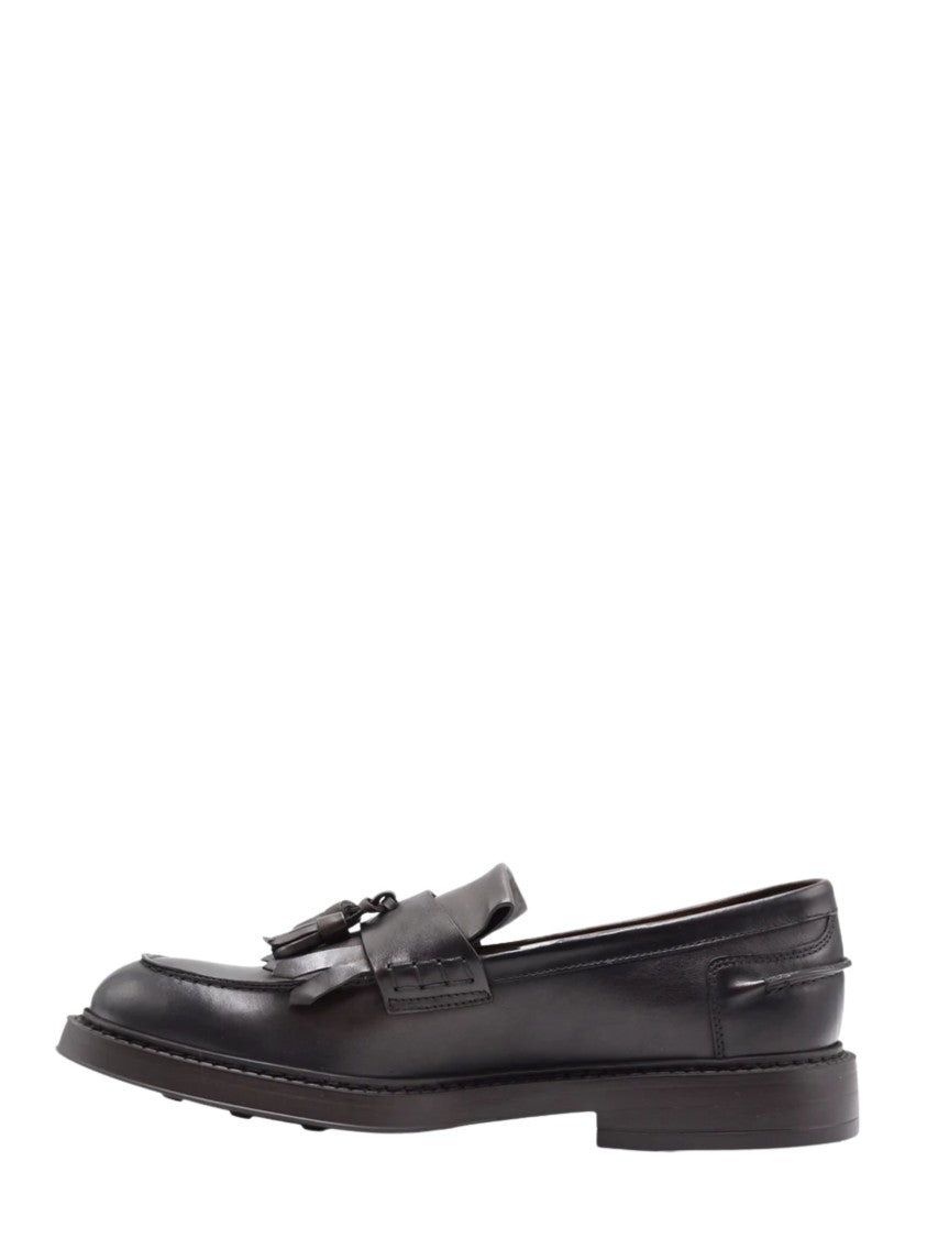 Doucal's Black Adler Polished Leather Loafers