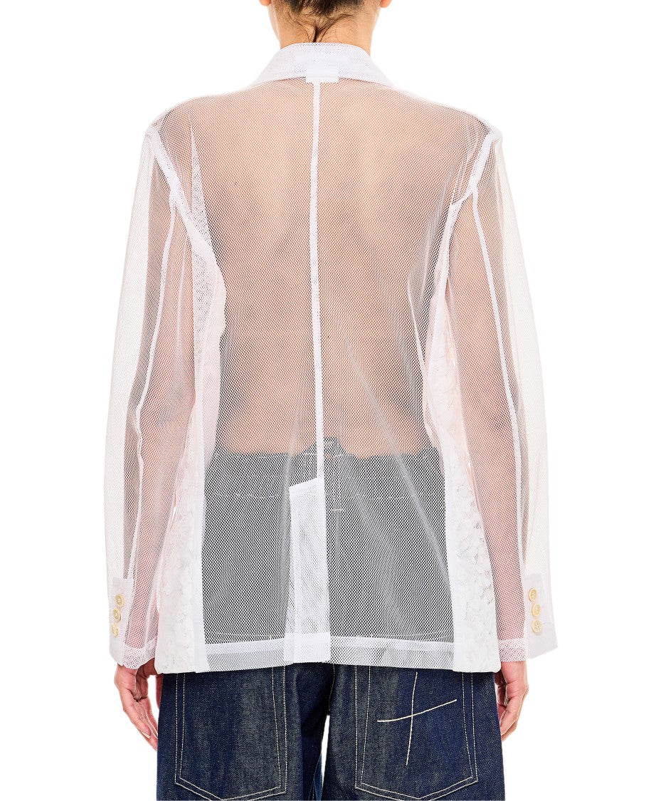 Comme Des Garçons Micro-Flower Tulle Blazer With Flap Pockets