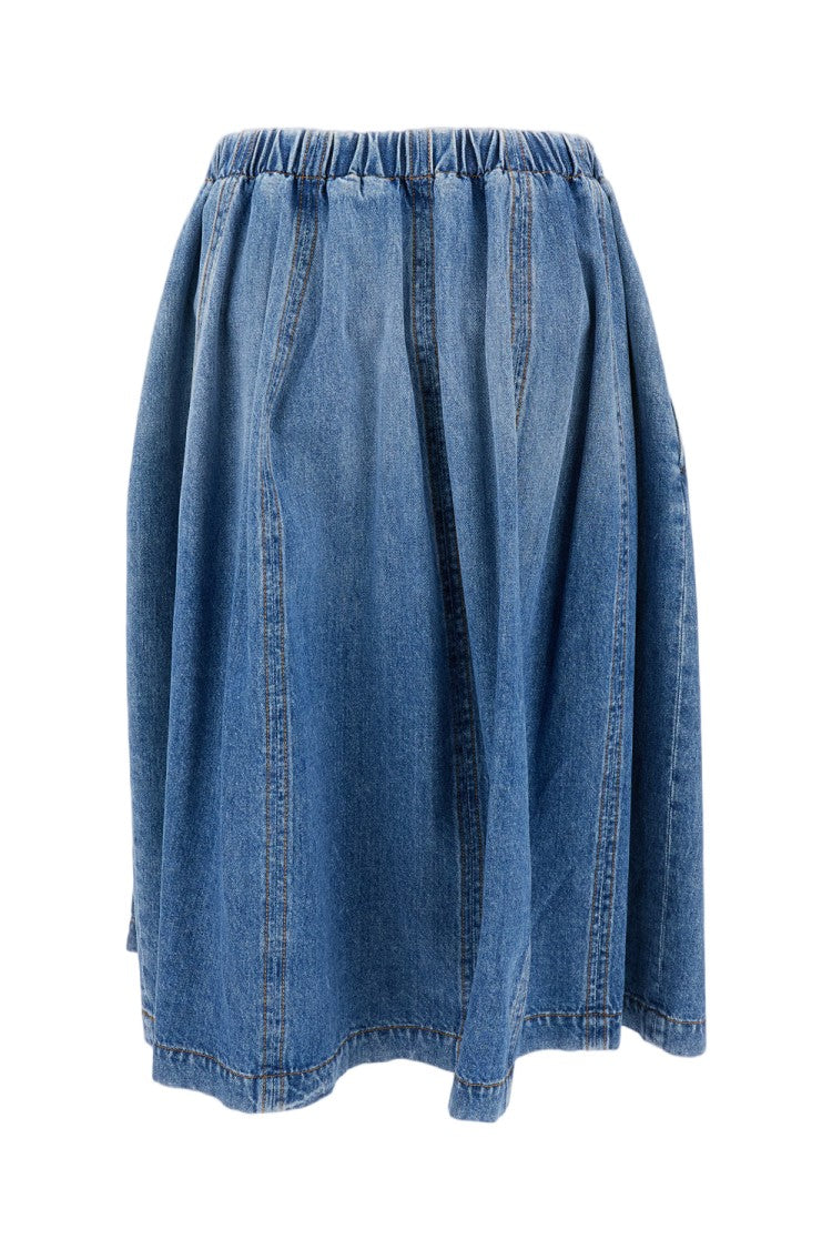 Marni Pleated Denim Midi Skirt