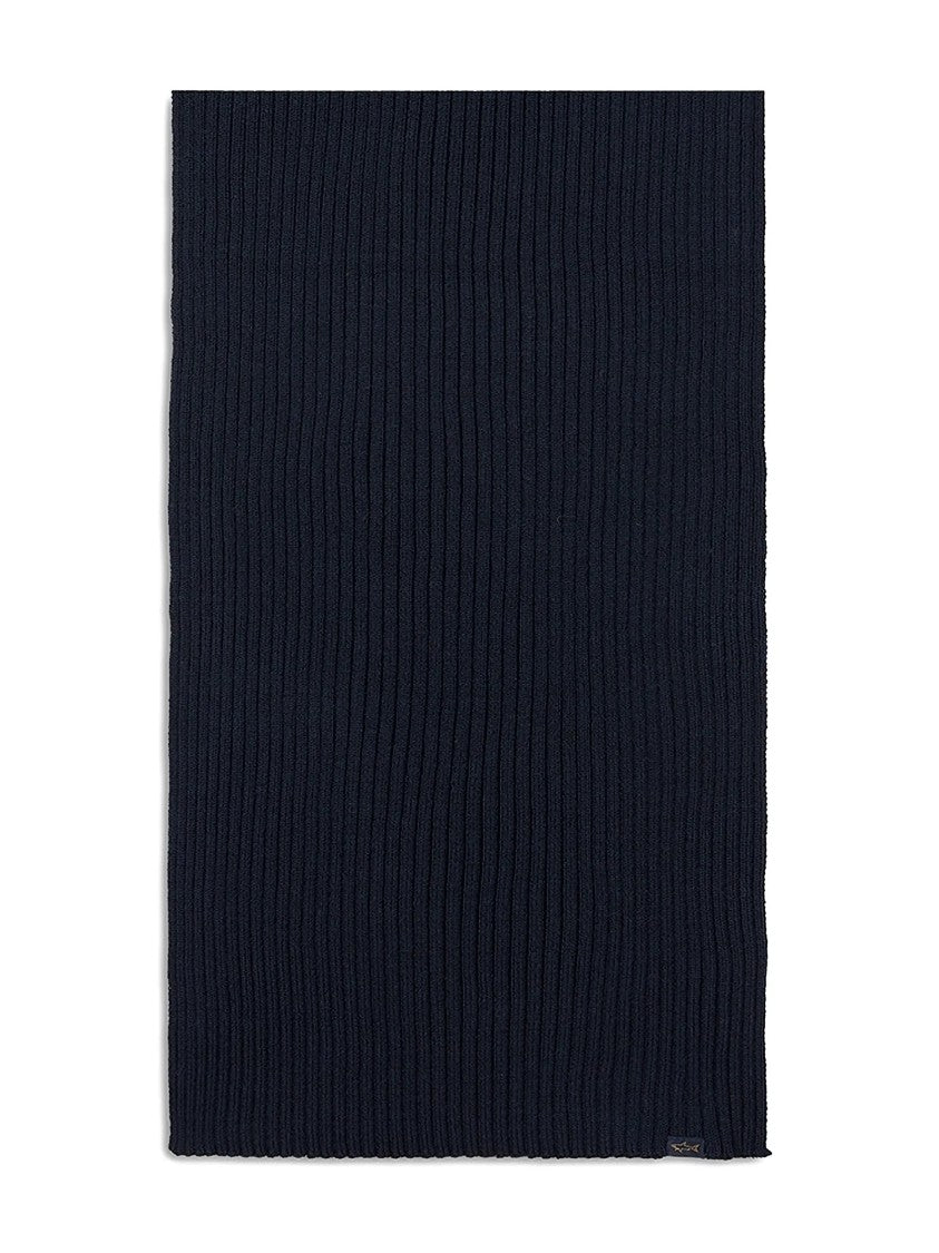 Paul & Shark Finely Ribbed Knit Scarf With Vertical Pattern