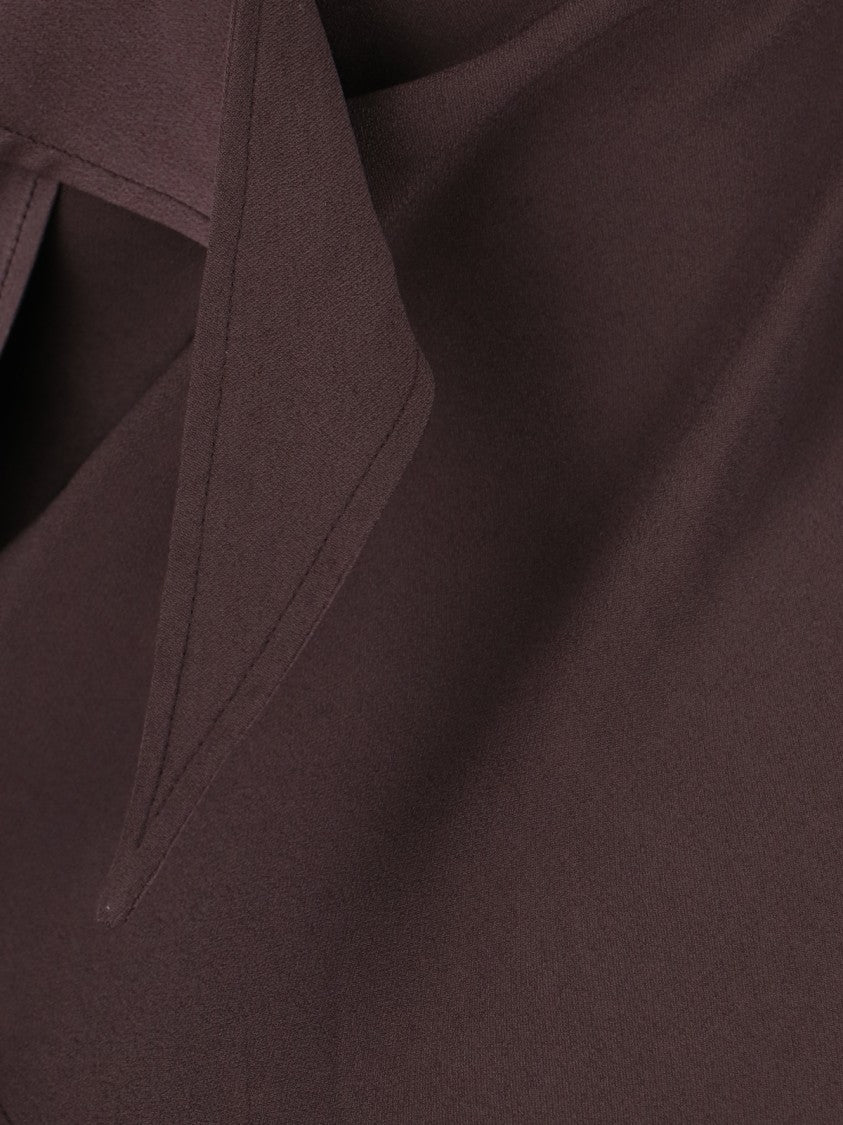 Setchu Maxi Dress "Origami" In Brown Satin Fabric