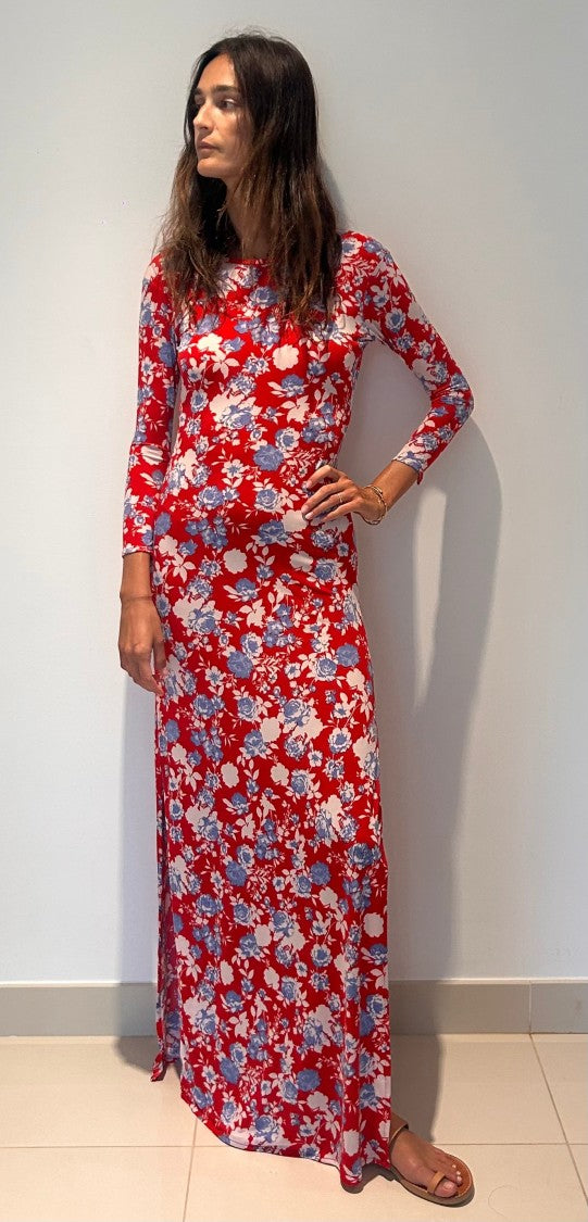 Hawa Made From Love Red Maha Floral Long-Sleeve Maxi Dress