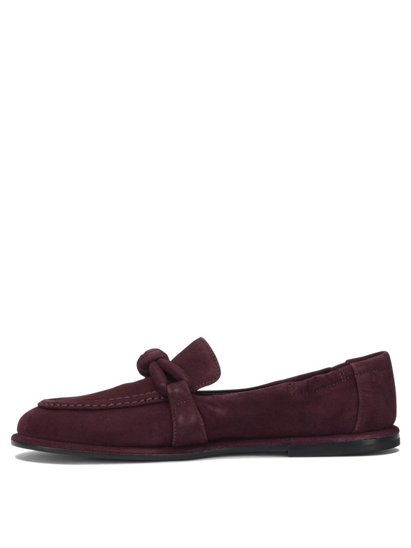 Pomme D'or Bordeaux Leather Loafers With Decorative Knot Detail