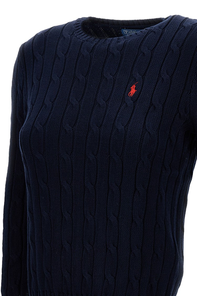 Polo Ralph Lauren Cable-Knit Crew-Neck Pullover With Embroidered Logo