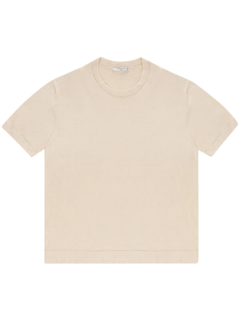 Circolo 1901 Short-Sleeved Boxy Knit Top With Crew Neckline