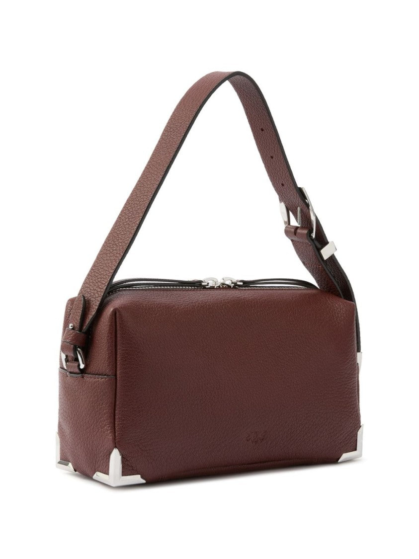 Pinko Pebbled Texture Silver Accent Shoulder Bag